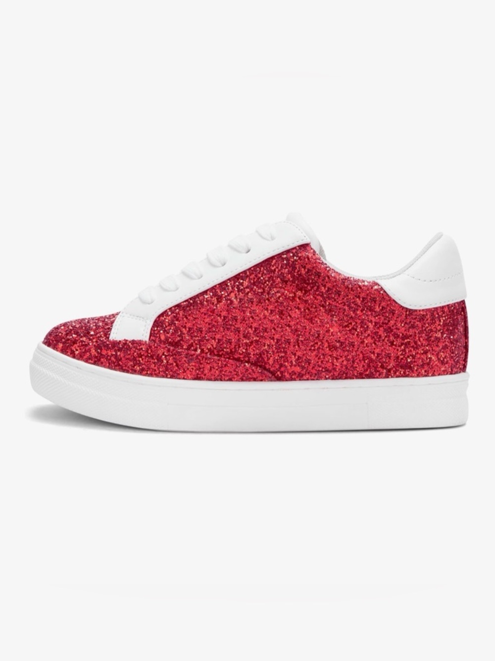 Fashion Red Glitter Star Low-Top Platform Lace-up Sneakers - Picture 3 of 6
